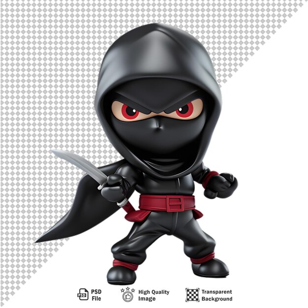 PSD ninja de desenho animado 3d isolado em fundo transparente
