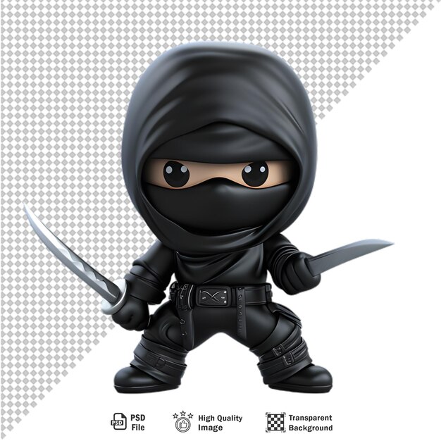 PSD ninja japonês 3d isolado em fundo transparente