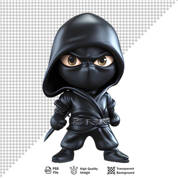 PSD ninja japonês 3d isolado em fundo transparente
