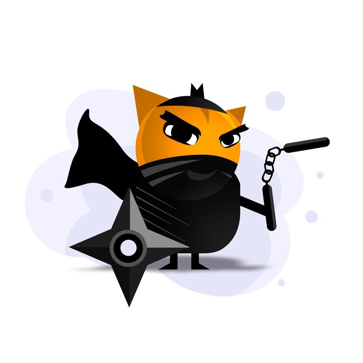 PSD ninja renard illustration clipart