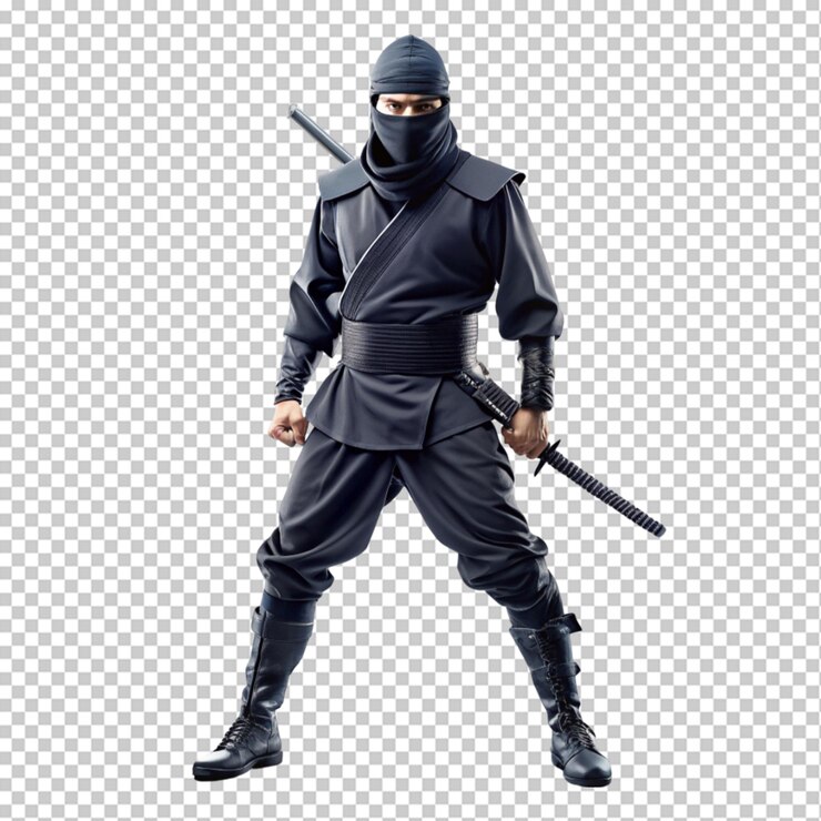 PSD un ninja silencioso sobre un fondo transparente