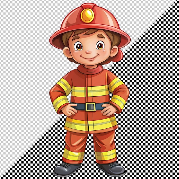 PSD niño bombero de dibujos animados