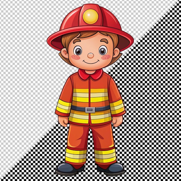 PSD niño bombero de dibujos animados