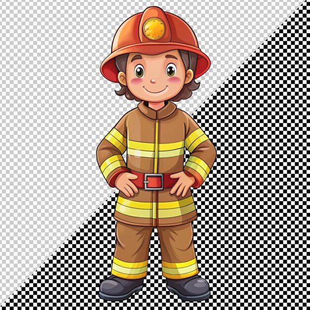 PSD niño bombero de dibujos animados