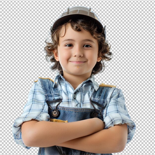 PSD un niño con los brazos cruzados y con una camisa que dice que lleva una camisa