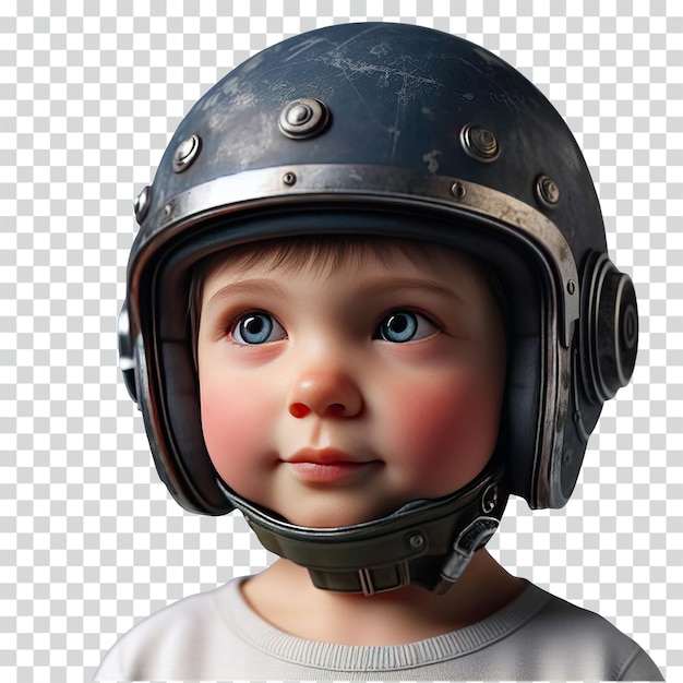 PSD niño con casco fondo transparente