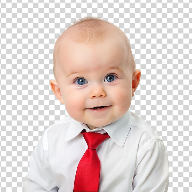 PSD niño con corbata roja aislado en un fondo transparente