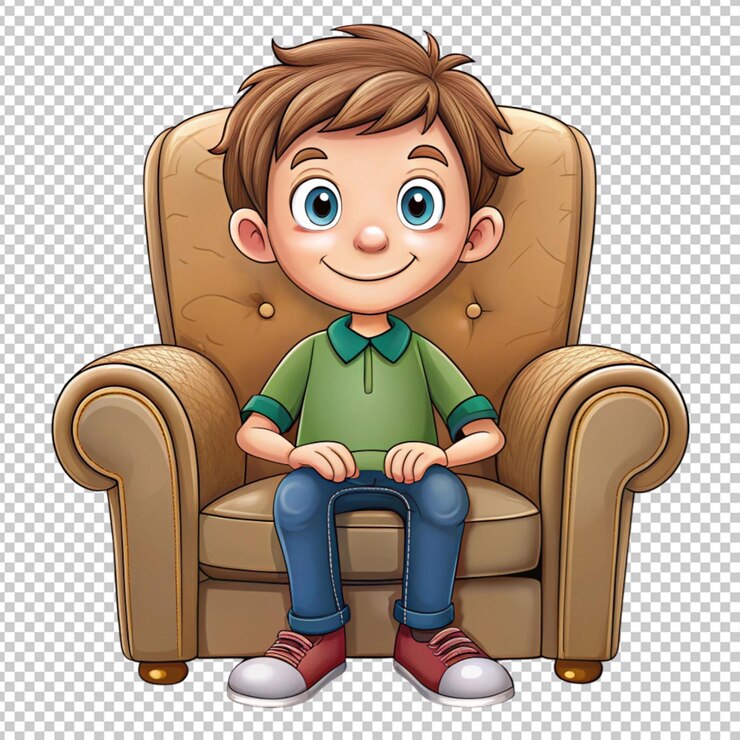 PSD el niño de dibujos animados harry sentado