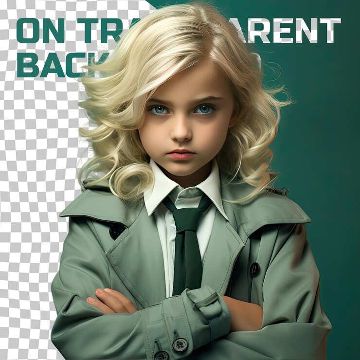 PSD un niño en edad preescolar de asia oriental una postura seria en verde pastel