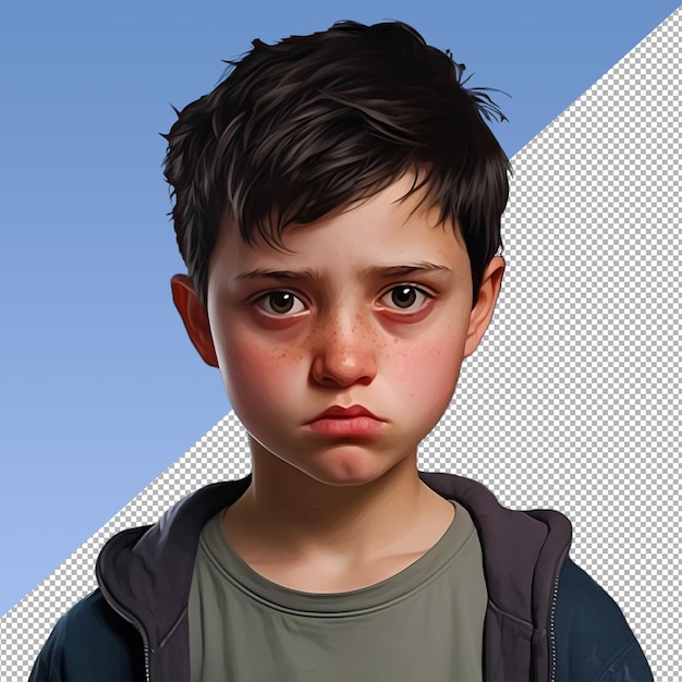 Niño con expresión facial triste png