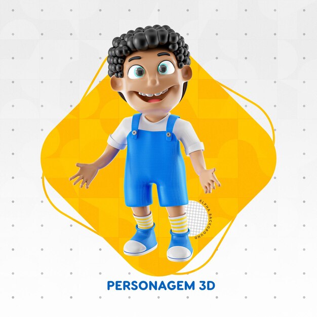 PSD niño feliz aislado ilustración 3d para composición