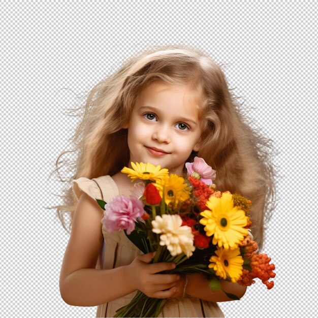 PSD niño feliz y flor