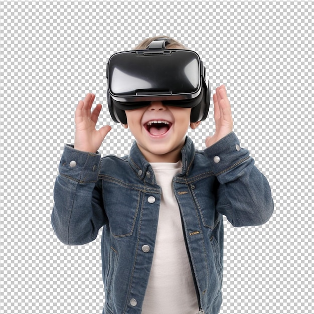 PSD niño feliz con vidrio vr