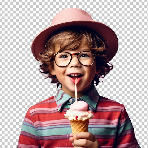 PSD niño con gafas de sol de playa de helado