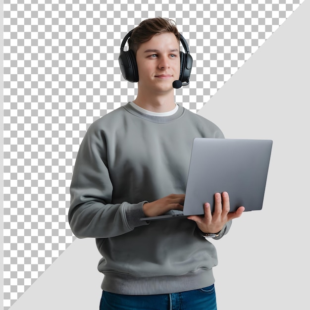 niño jugador con un fondo transparente de computadora