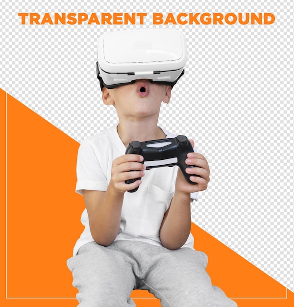 PSD niño jugando con gafas vr videojuego