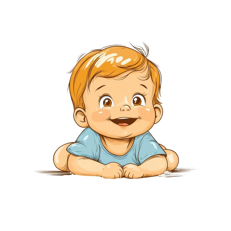 PSD un niño lindo con una gran sonrisa mirando hacia arriba