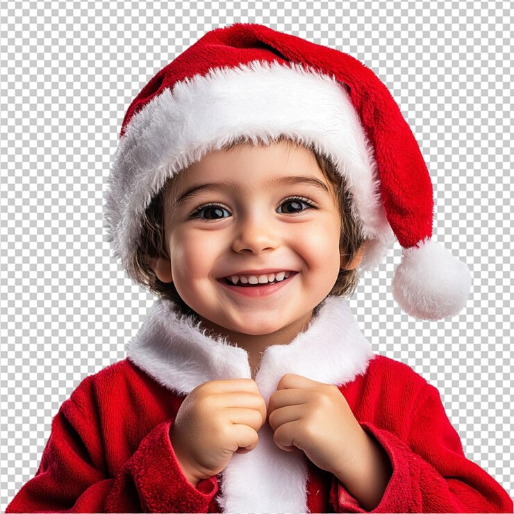 PSD un niño lindo sonriendo con un vestido de navidad