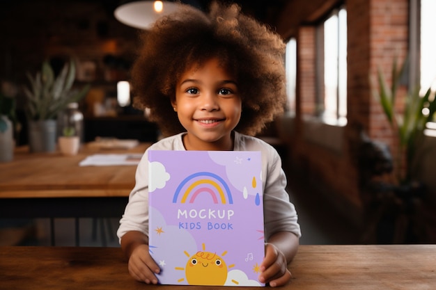 PSD un niño con una maqueta de libro