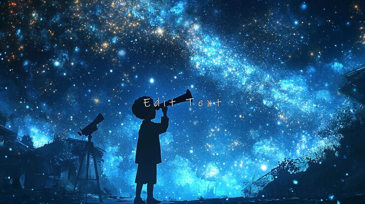 PSD niño mirando las estrellas con un telescopio