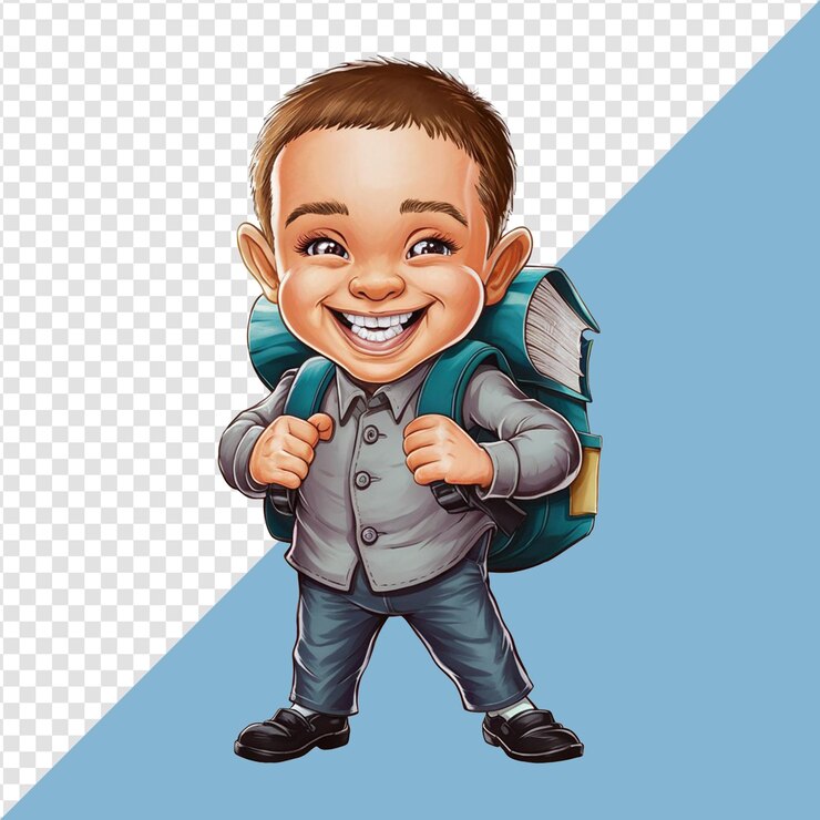 PSD un niño con una mochila y una mochila