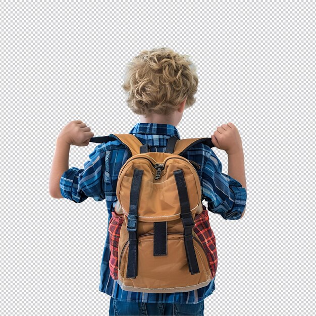 Niño con mochila y yendo a la escuela