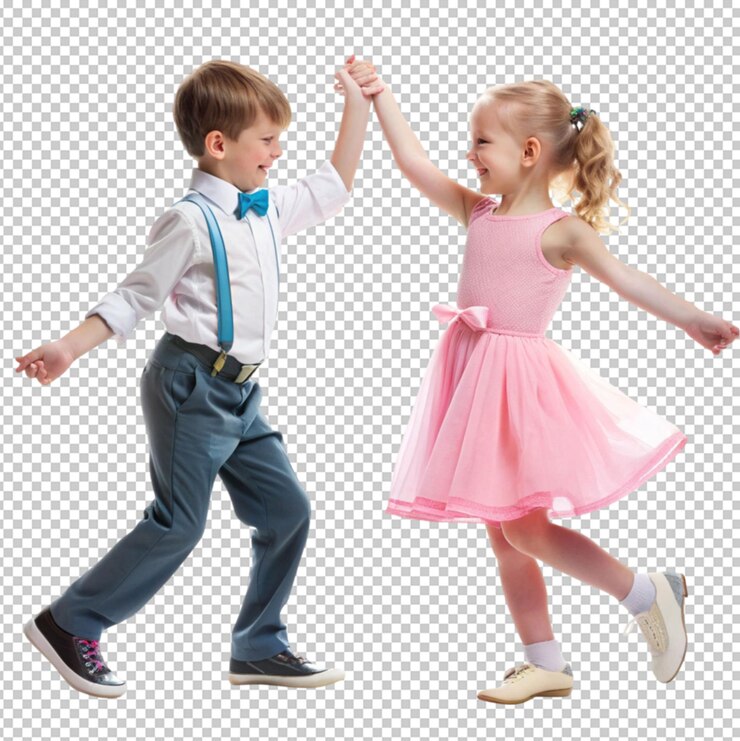 PSD un niño y una niña adorables bailando