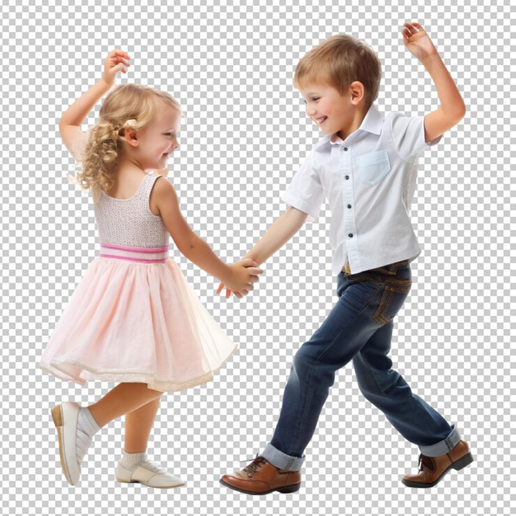 PSD un niño y una niña adorables bailando
