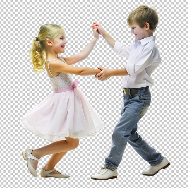 PSD un niño y una niña adorables bailando
