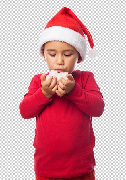 Niño niño celebrando la navidad