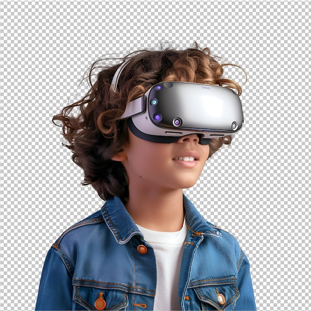 PSD un niño con un par de gafas de realidad virtual