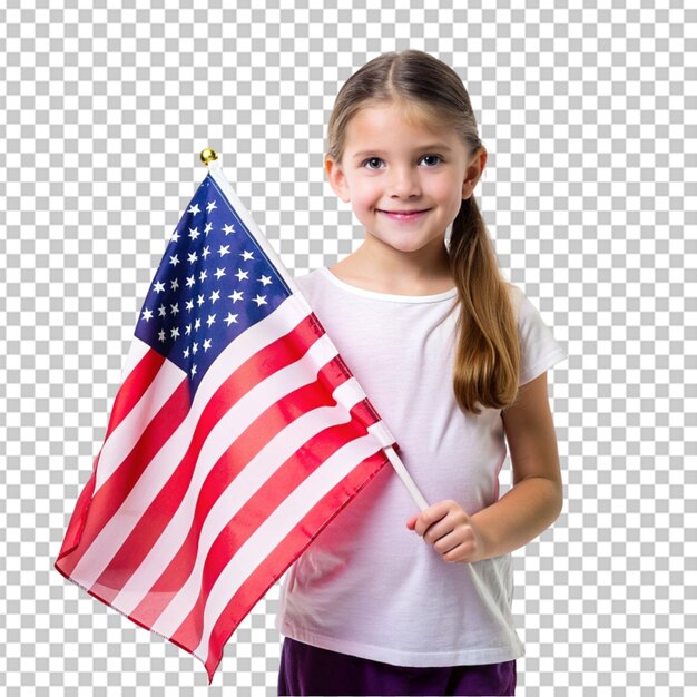PSD niño patriótico de vacaciones con bandera estadounidense