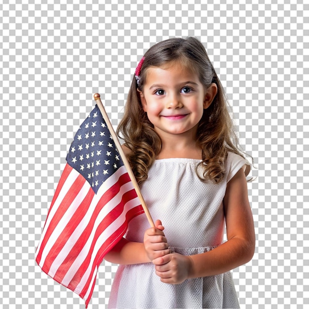 PSD niño patriótico de vacaciones con bandera estadounidense