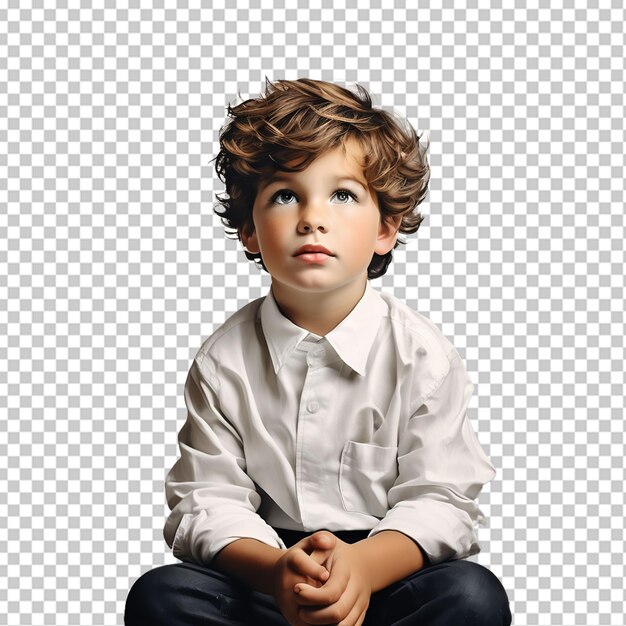 PSD niño pensando en un fondo de png