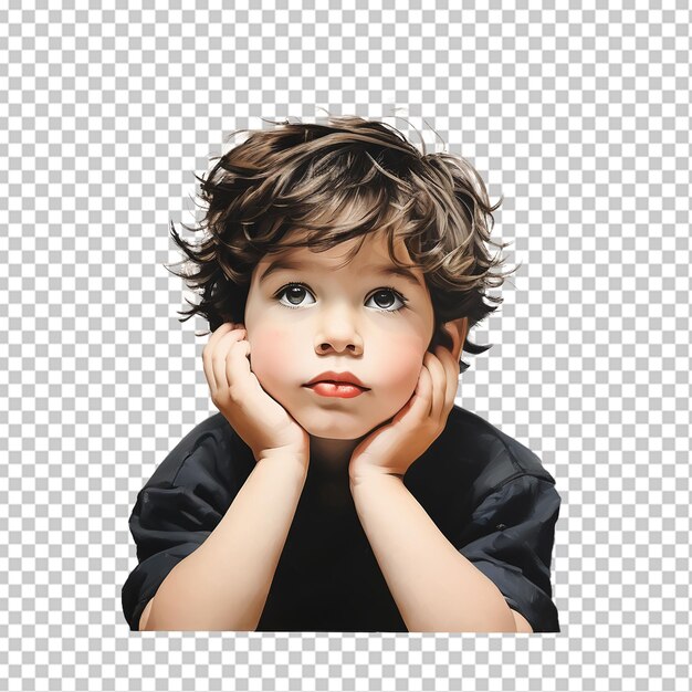 PSD niño pensando en un fondo de png