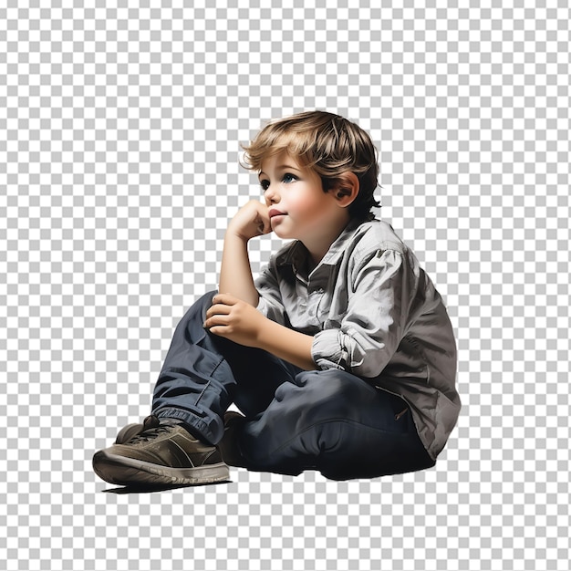 PSD niño pensando en un fondo de png