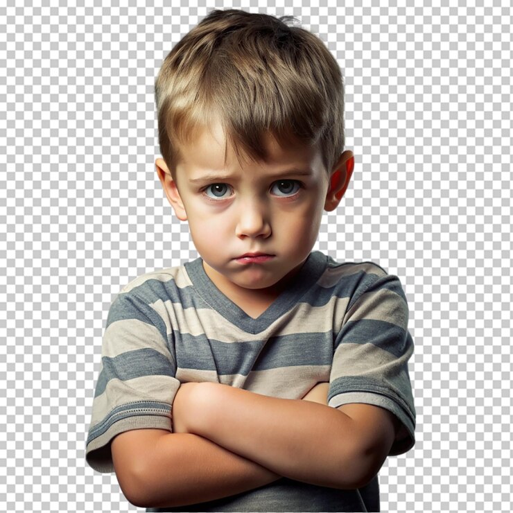 PSD un niño pequeño y lindo molesto