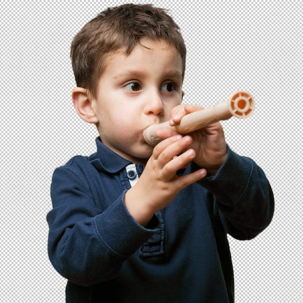 PSD niño pequeño que toca la flauta