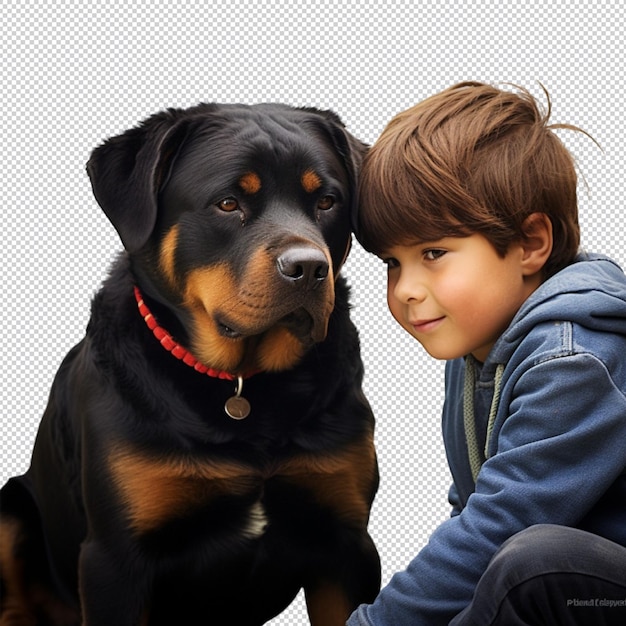 Niño y perro mascota