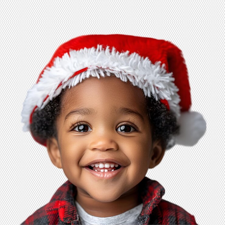 un niño con un sombrero de Papá Noel