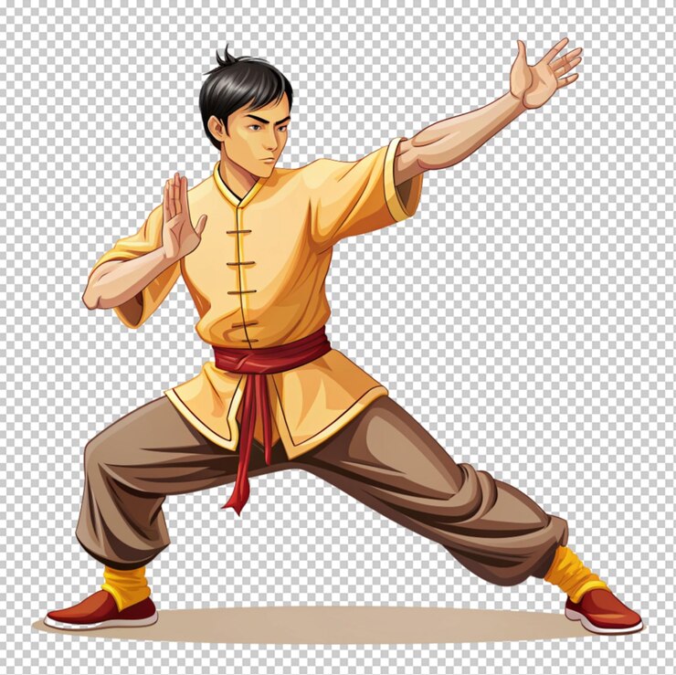 PSD niño con traje de taekwondo vector sobre un fondo transparente
