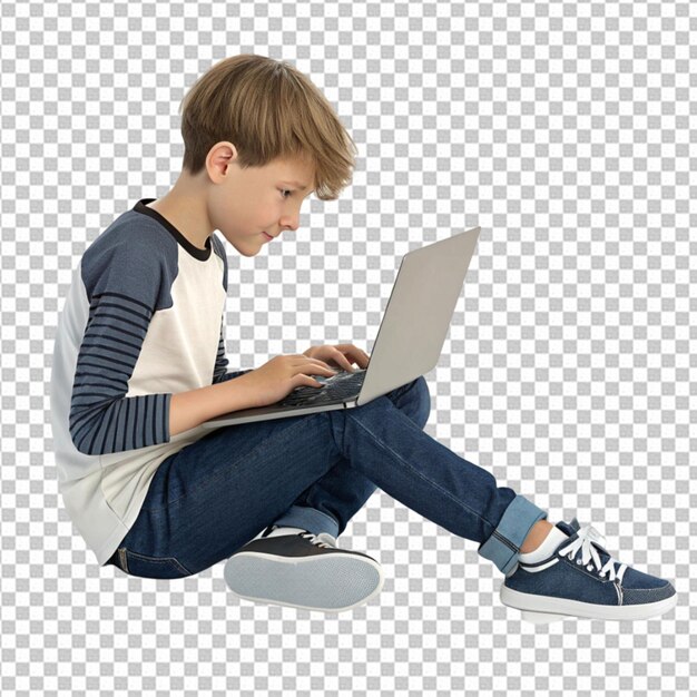 Niño usando una computadora portátil