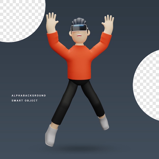 Niño usando tecnología vr ilustración de personajes 3d