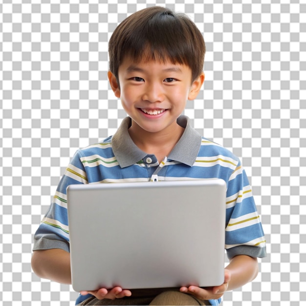 Niño viendo películas en la computadora portátil