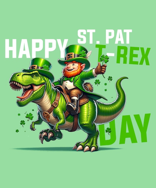 Los niños del día de San Patricio, los niños pequeños, el gracioso dinosaurio irlandés Trex.