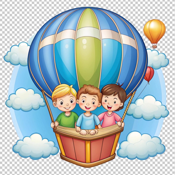 PSD niños en globo en libro azul