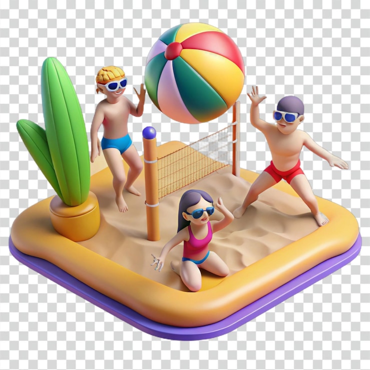 PSD niños jugando al voleibol de playa