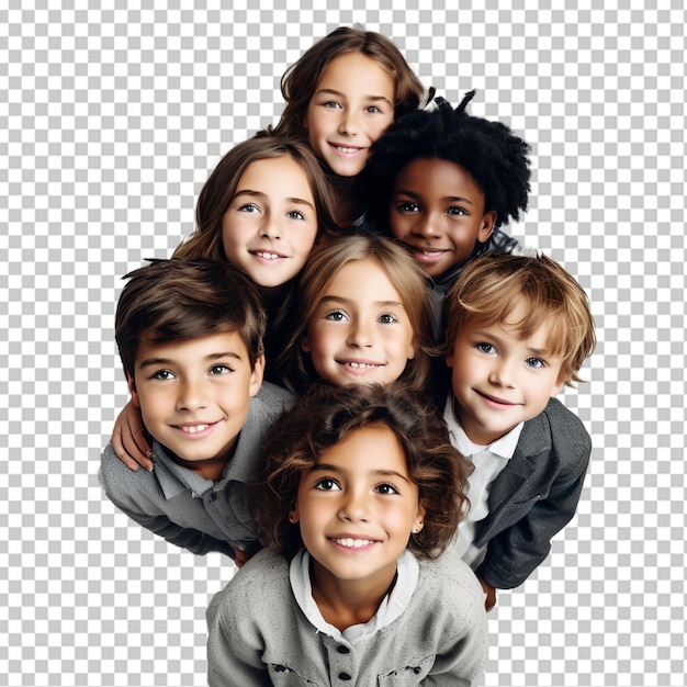 Niños mirando hacia arriba vista desde arriba fotografía de estudio