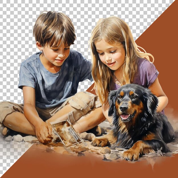 PSD niños y perros en preciosos retratos