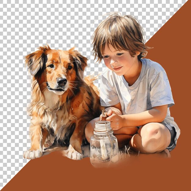 PSD niños y perros en preciosos retratos